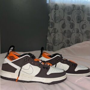 Cute Brown, White, and Orange Nike shoes (Streetwear)